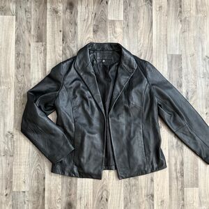 Vintage Jaclyn Smith retro y2k black Leather Blazer Jacket